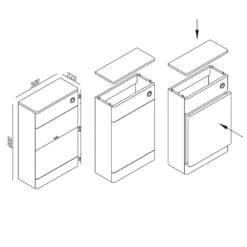 Harbour Identity 500mm Back To Wall Toilet Unit - Wolf Grey -Vado Shop harbour identity back to wall toilet unit tech drawing