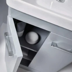 Harbour Identity 500mm Floorstanding Vanity Unit & Basin - Wolf Grey -Vado Shop harbour identity floorstanding vanity unit pebble grey doors