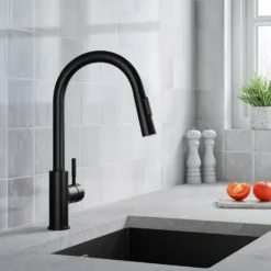 Harbour Pro Pull Out Single Lever Mono Kitchen Mixer Tap - Matt Black