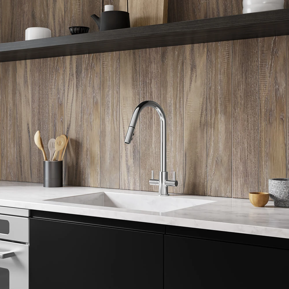 Harbour Pro Twin Lever Mono Pull Out Spray Kitchen Mixer Tap - Polished Chrome 5 Harbour Pro Twin Lever Mono Pull Out Spray Kitchen Mixer Tap - Polished Chrome - Image 5