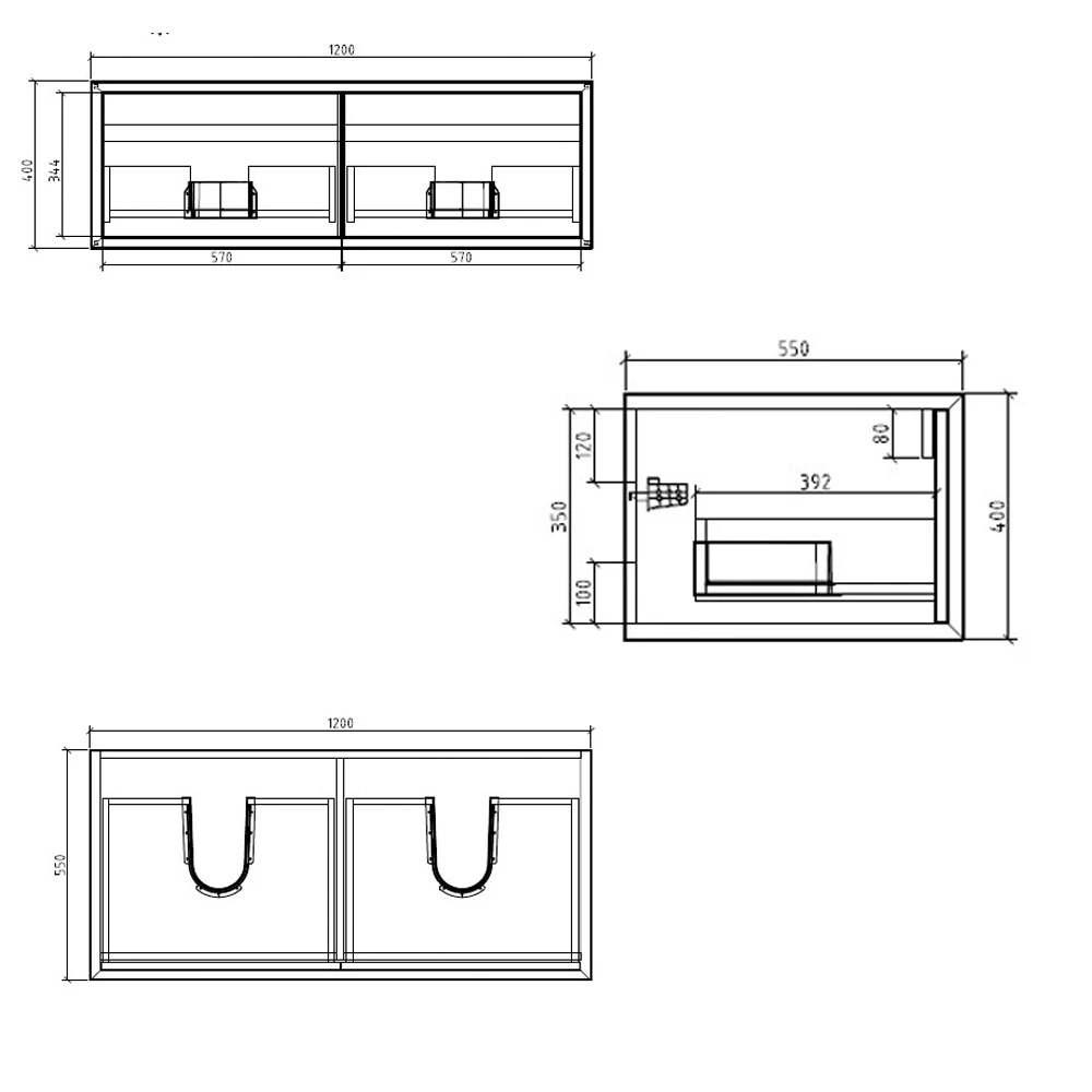 Harbour Scene 1200mm Wall Mounted Countertop Vanity Unit - White/Oak 6 Harbour Scene 1200mm Wall Mounted Countertop Vanity Unit - White/Oak - Image 6