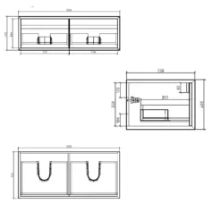 Harbour Scene 1200mm Wall Mounted Countertop Vanity Unit - Black/Concrete 7 Harbour Scene 1200mm Wall Mounted Countertop Vanity Unit - Black/Concrete -Vado Shop harbour scene 1200mm wall vanity unit tech