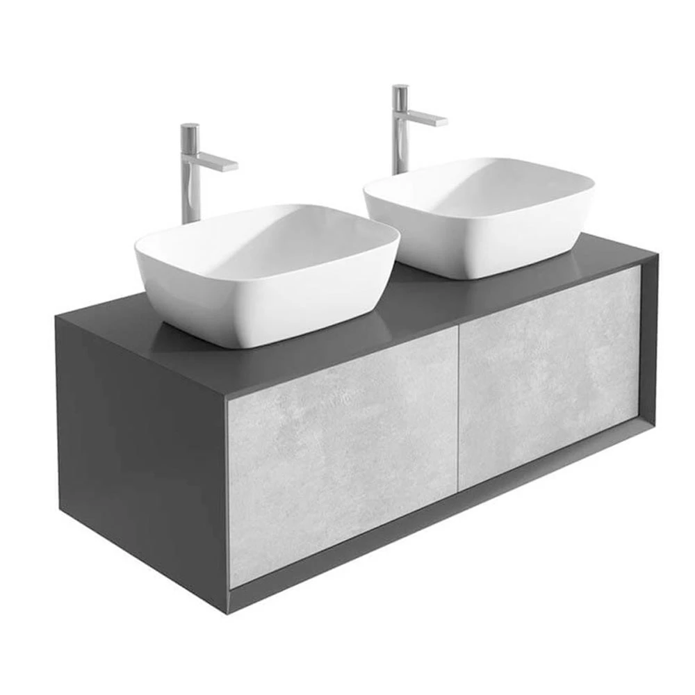 Harbour Scene 1200mm Wall Mounted Countertop Vanity Unit - Black/Concrete 2 Harbour Scene 1200mm Wall Mounted Countertop Vanity Unit - Black/Concrete - Image 2