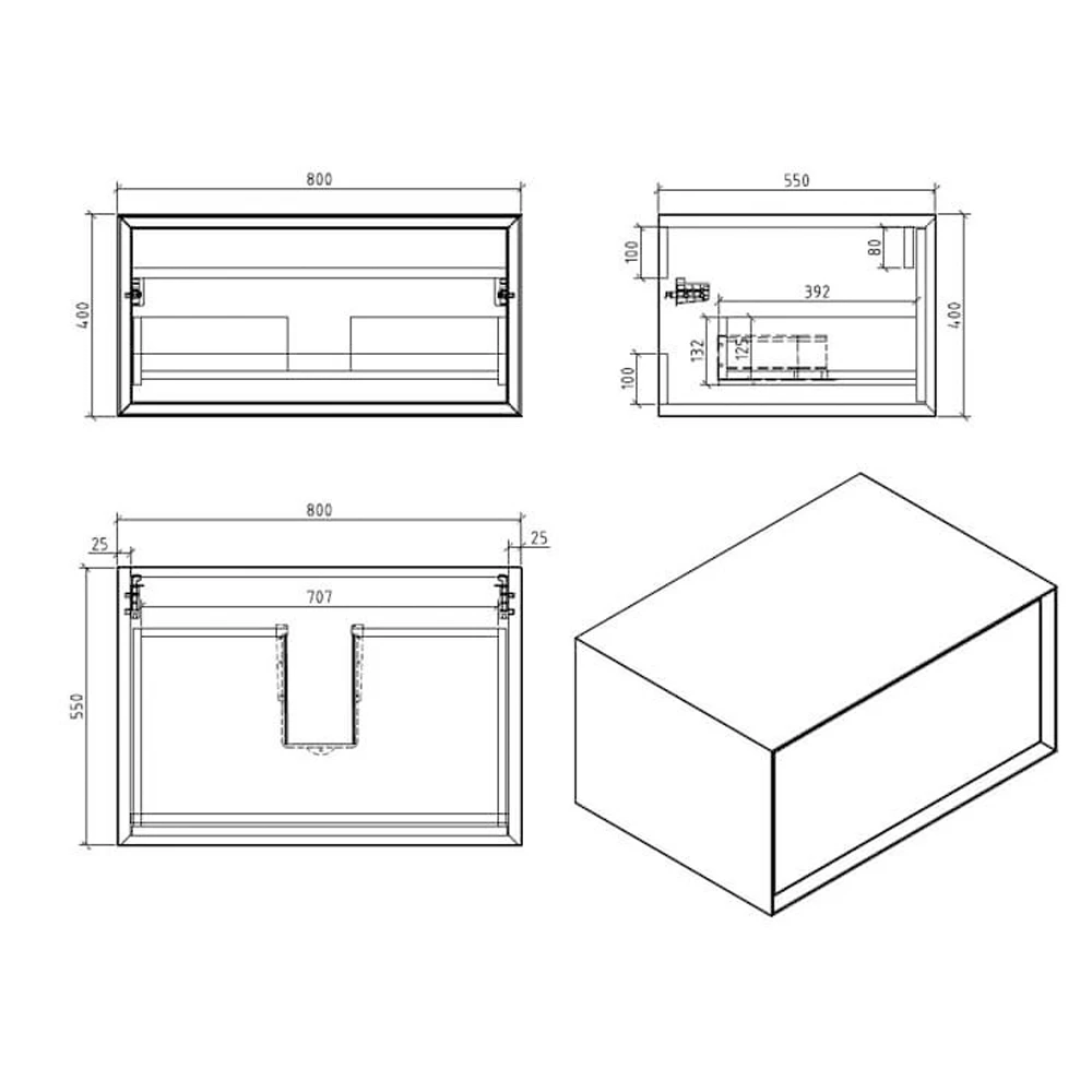 Harbour Scene 800mm Wall Mounted Countertop Vanity Unit - White/Oak 3 Harbour Scene 800mm Wall Mounted Countertop Vanity Unit - White/Oak - Image 3