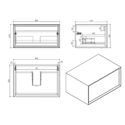 Harbour Scene 800mm Wall Mounted Countertop Vanity Unit - Black/Concrete -Vado Shop harbour scene 800mm countertop vanity unit tech