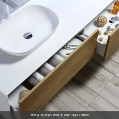 Harbour Scene 1200mm Wall Mounted Countertop Vanity Unit - Black/Concrete 6 Harbour Scene 1200mm Wall Mounted Countertop Vanity Unit - Black/Concrete -Vado Shop harbour scene double drawer unit gloss white oak banner