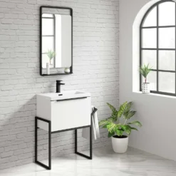 Harbour Status 600mm Wall Hung Vanity Unit & Basin - Gloss White With Matt Black Frame 9 Harbour Status 600mm Wall Hung Vanity Unit & Basin - Gloss White With Matt Black Frame -Vado Shop harbour status 600 wall vanity unit black frame