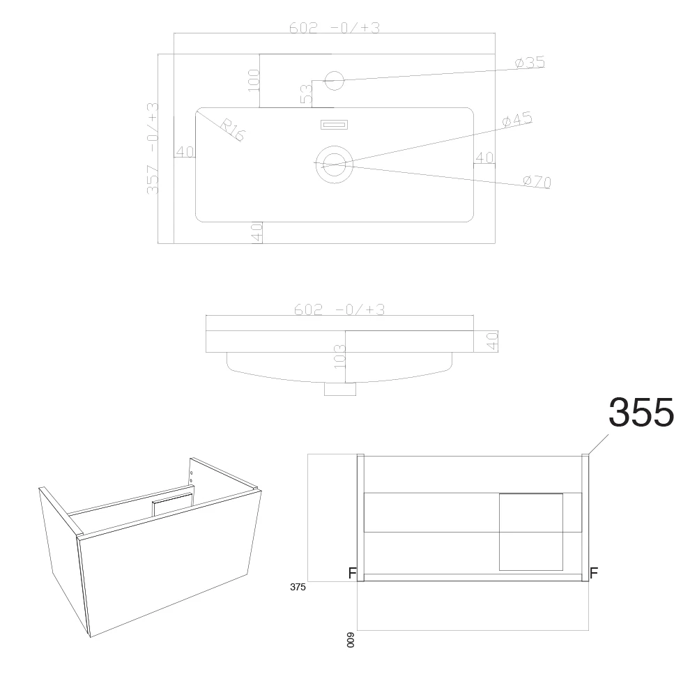 Harbour Status 600mm Wall Hung Vanity Unit & Basin - Gloss White With Matt Black Handle 8 Harbour Status 600mm Wall Hung Vanity Unit & Basin - Gloss White With Matt Black Handle - Image 8