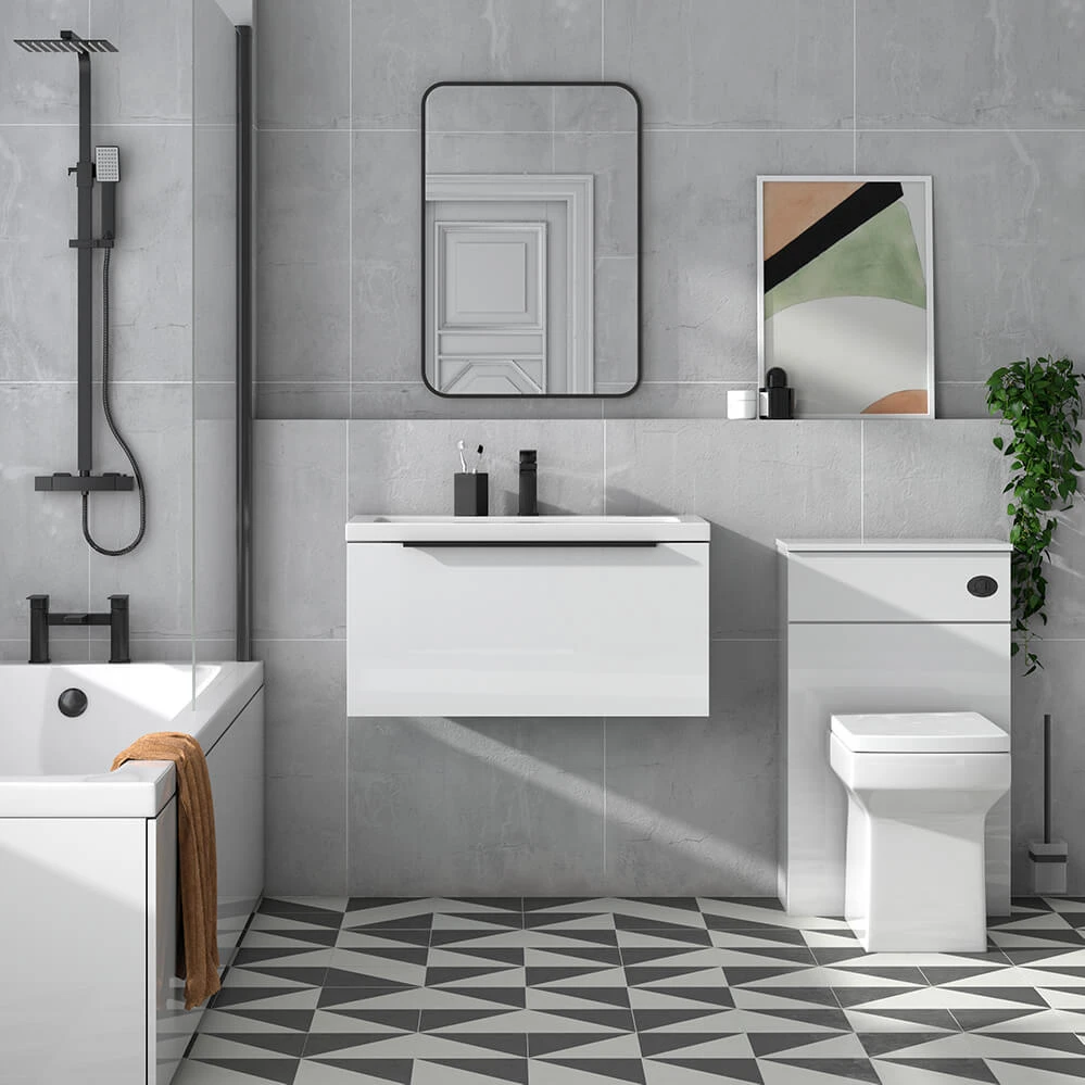 Harbour Status 800mm Wall Hung Vanity Unit & Basin - Gloss White With Matt Black Handle 7 Harbour Status 800mm Wall Hung Vanity Unit & Basin - Gloss White With Matt Black Handle - Image 7