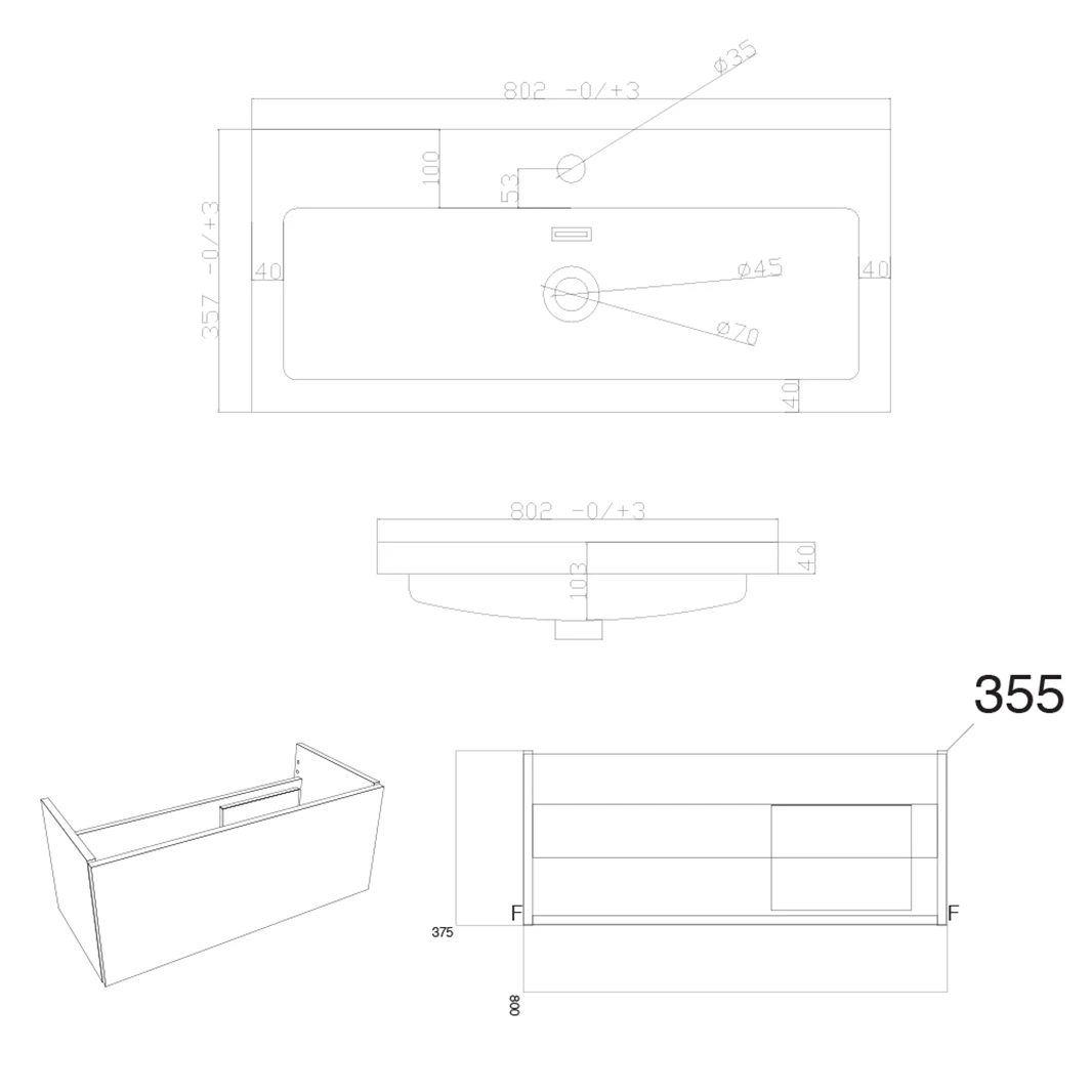 Harbour Status 800mm Wall Hung Vanity Unit & Basin - Gloss White With Matt Black Handle 8 Harbour Status 800mm Wall Hung Vanity Unit & Basin - Gloss White With Matt Black Handle - Image 8