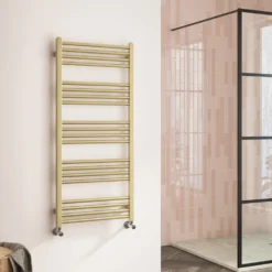 Harbour Status Flat Heated Towel Rail - Painted Brushed Brass - 1140 X 500mm