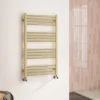 Harbour Status Flat Heated Towel Rail - Painted Brushed Brass - 900 X 500mm