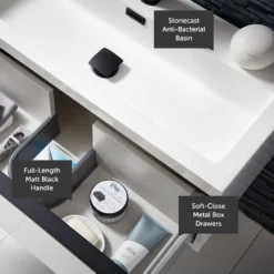 Harbour Status 600mm Wall Hung Vanity Unit & Basin - Gloss White With Matt Black Frame 10 Harbour Status 600mm Wall Hung Vanity Unit & Basin - Gloss White With Matt Black Frame -Vado Shop harbour status vanity unit with basin features updates 2