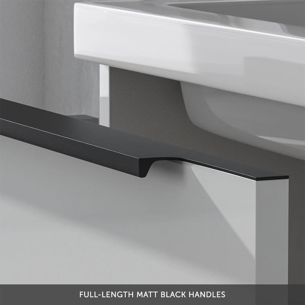 Harbour Status 800mm Wall Hung Vanity Unit & Basin - Gloss White With Matt Black Handle 5 Harbour Status 800mm Wall Hung Vanity Unit & Basin - Gloss White With Matt Black Handle - Image 5