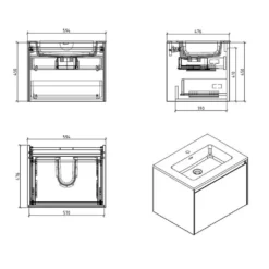 Harbour Substance 600mm 1 Drawer Wall Mounted Vanity Unit & Black Basin - Concrete Effect -Vado Shop harbour substance 45x60cm drawer vanity unit tech