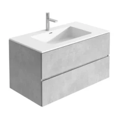 Harbour Substance 900mm 2 Drawer Wall Mounted Vanity Unit & Black Basin - Concrete Effect -Vado Shop harbour substance 900mm concrete unit white basin