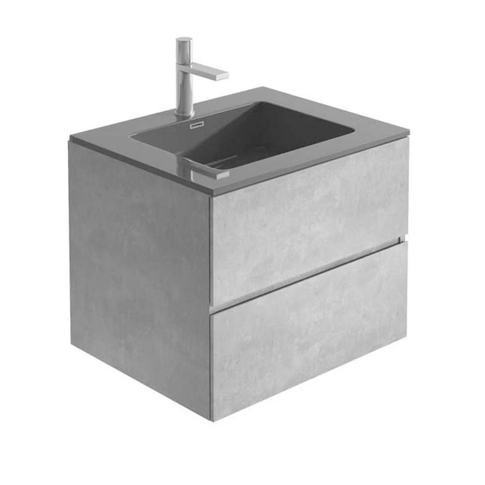 Harbour Substance 600mm 2 Drawer Wall Mounted Vanity Unit & White Basin - Concrete Effect 6 Harbour Substance 600mm 2 Drawer Wall Mounted Vanity Unit & White Basin - Concrete Effect - Image 6