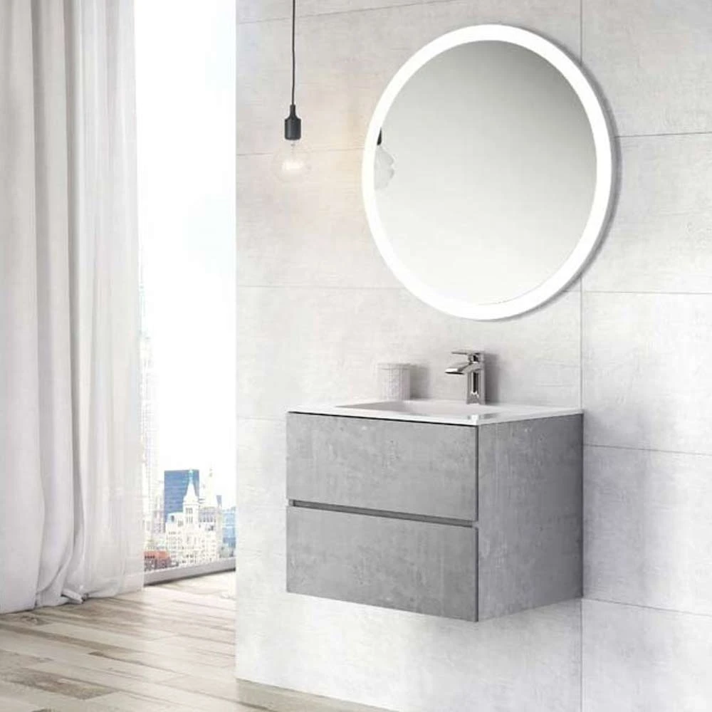 Harbour Substance 600mm 2 Drawer Wall Mounted Vanity Unit & White Basin - Concrete Effect 1 Harbour Substance 600mm 2 Drawer Wall Mounted Vanity Unit & White Basin - Concrete Effect