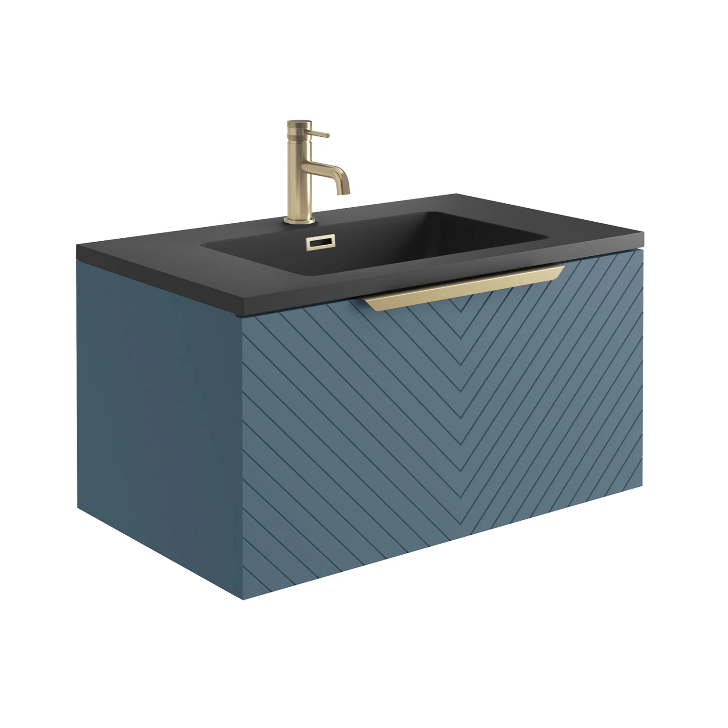 Harbour Symmetry 800mm Wall Hung Vanity Unit With Brushed Brass Handle - White Basin & Matt Pastel Pink Unit 2 Harbour Symmetry 800mm Wall Hung Vanity Unit With Brushed Brass Handle - White Basin & Matt Pastel Pink Unit - Image 2