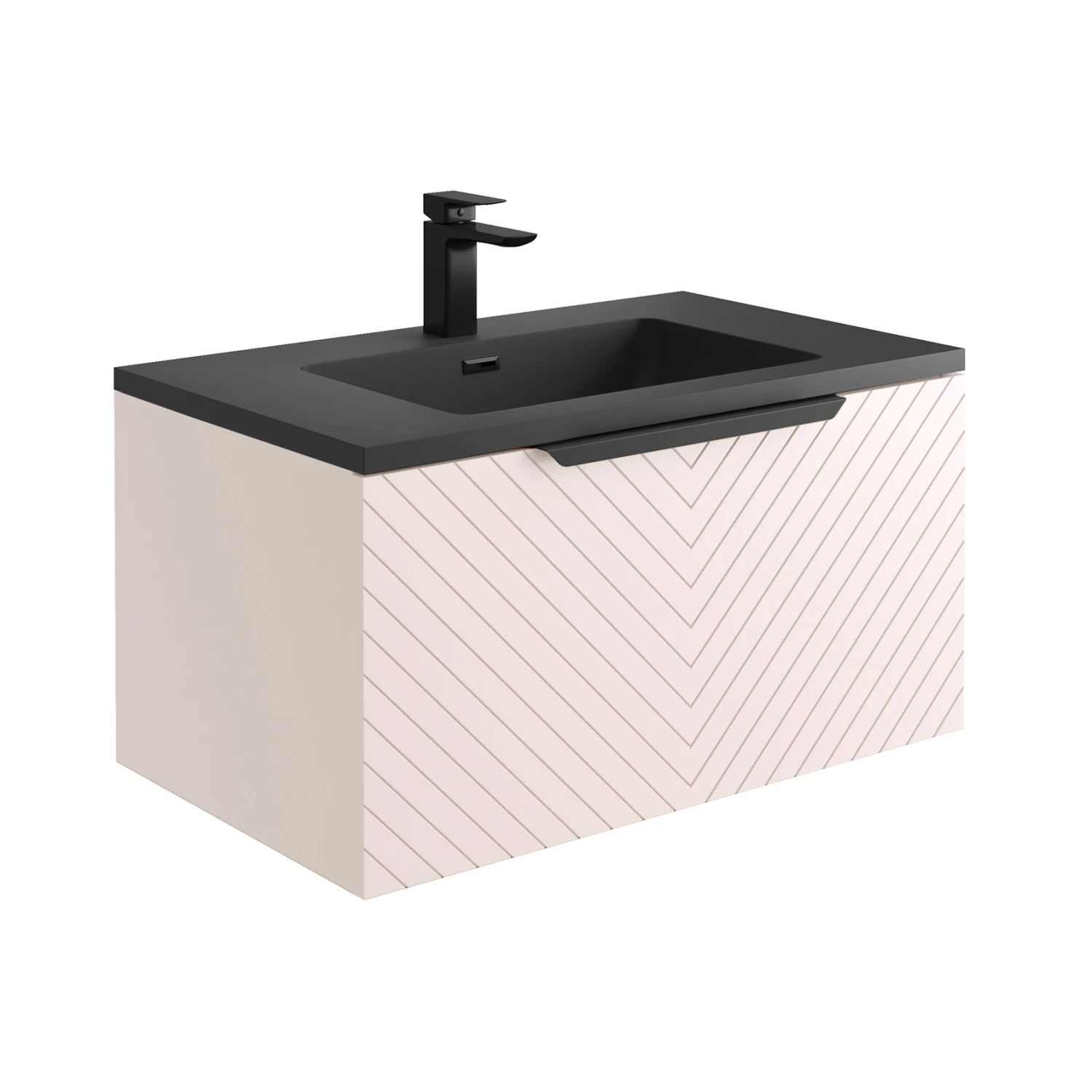 Harbour Symmetry 800mm Wall Hung Vanity Unit With Matt Black Handle - Grey Basin & Matt Twilight Blue Unit 1 Harbour Symmetry 800mm Wall Hung Vanity Unit With Matt Black Handle - Grey Basin & Matt Twilight Blue Unit