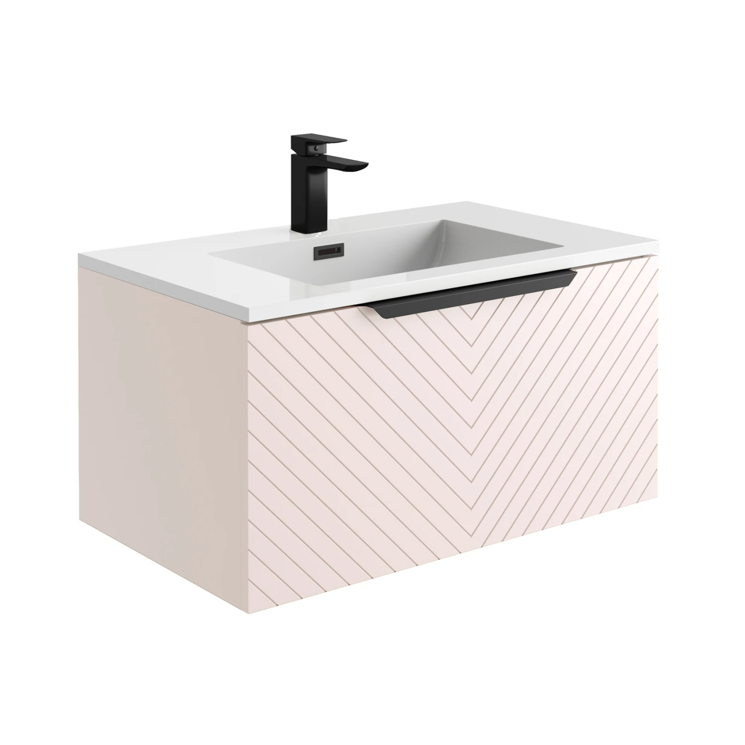 Harbour Symmetry 800mm Wall Hung Vanity Unit With Matt Black Handle - Grey Basin & Matt Twilight Blue Unit 2 Harbour Symmetry 800mm Wall Hung Vanity Unit With Matt Black Handle - Grey Basin & Matt Twilight Blue Unit - Image 2