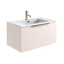 Harbour Symmetry 800mm Wall Hung Vanity Unit With Brushed Brass Handle - White Basin & Matt Pastel Pink Unit 7 Harbour Symmetry 800mm Wall Hung Vanity Unit With Brushed Brass Handle - White Basin & Matt Pastel Pink Unit -Vado Shop harbour symmetry 800mm pink unit white basin brushed brass handle cutout
