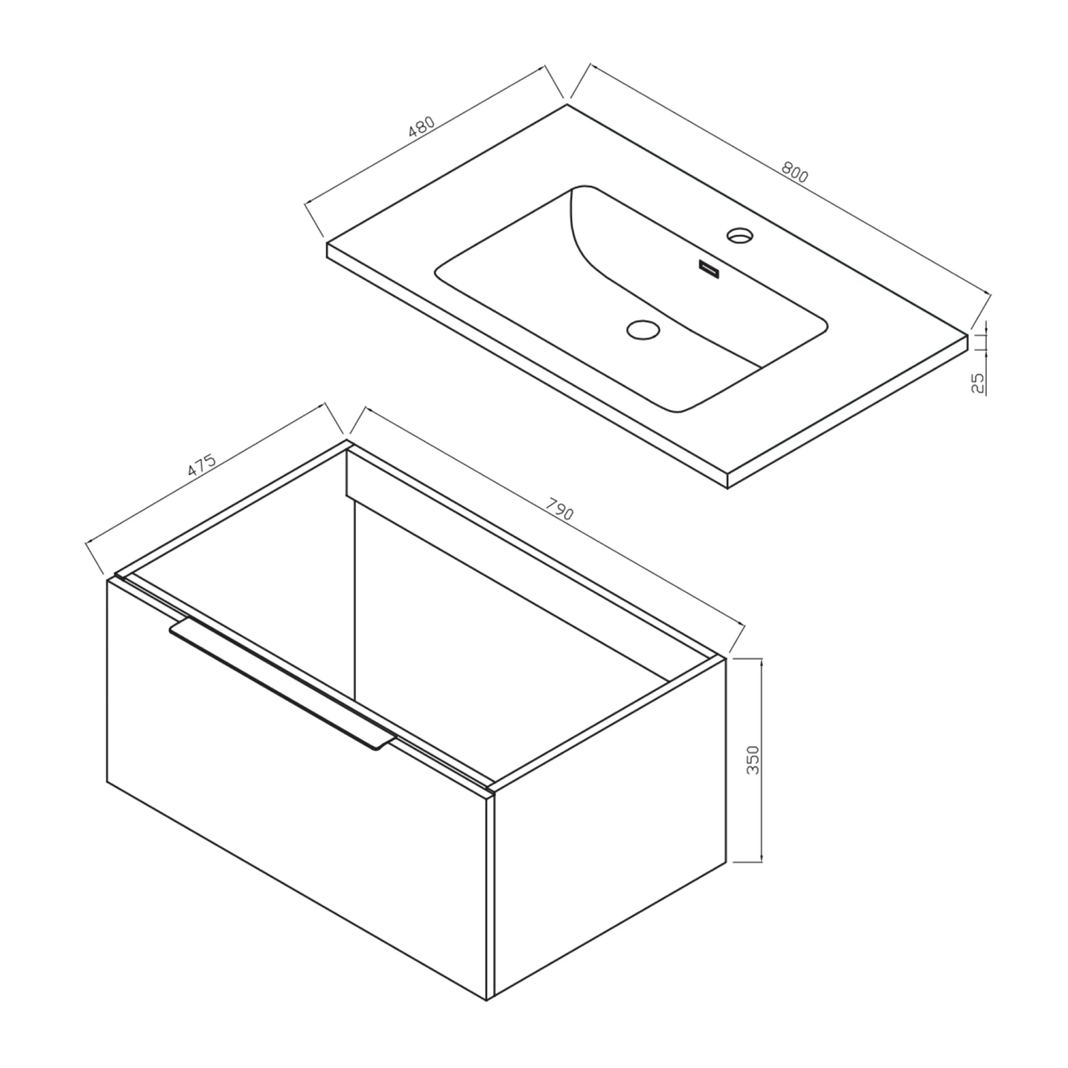 Harbour Symmetry 800mm Wall Hung Vanity Unit With Matt Black Handle - Grey Basin & Matt Twilight Blue Unit 5 Harbour Symmetry 800mm Wall Hung Vanity Unit With Matt Black Handle - Grey Basin & Matt Twilight Blue Unit - Image 5