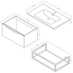 Harbour Symmetry 800mm Wall Hung Vanity Unit With Matt Black Frame Shelf And Handle - White Basin & Matt Pastel Pink Unit -Vado Shop harbour symmetry 800mm unit basin and frame tech