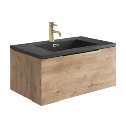 Harbour Virtue 800mm Wall Hung Vanity Unit With LED Illumination & Grey Basin - Rustic Oak & Brushed Brass Handle 13 Harbour Virtue 800mm Wall Hung Vanity Unit With LED Illumination & Grey Basin - Rustic Oak & Brushed Brass Handle -Vado Shop harbour virtue 800 rustic oak unit grey basin brushed brass handle cutout