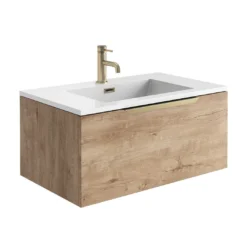 Harbour Virtue 800mm Wall Hung Vanity Unit With LED Illumination & Grey Basin - Rustic Oak & Brushed Brass Handle 14 Harbour Virtue 800mm Wall Hung Vanity Unit With LED Illumination & Grey Basin - Rustic Oak & Brushed Brass Handle -Vado Shop harbour virtue 800 rustic oak unit white basin brushed brass handle cutout