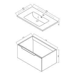 Harbour Virtue 800mm Wall Hung Vanity Unit With LED Illumination & Grey Basin - Rustic Oak & Brushed Brass Handle 21 Harbour Virtue 800mm Wall Hung Vanity Unit With LED Illumination & Grey Basin - Rustic Oak & Brushed Brass Handle -Vado Shop harbour virtue 800mm wall hung vanity unit technical drawing v2