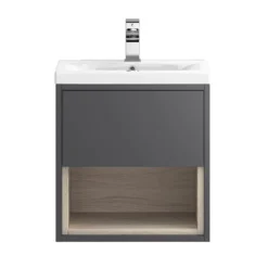 Hudson Reed Coast 500mm Wall Hung Vanity Unit And Basin - Grey Gloss