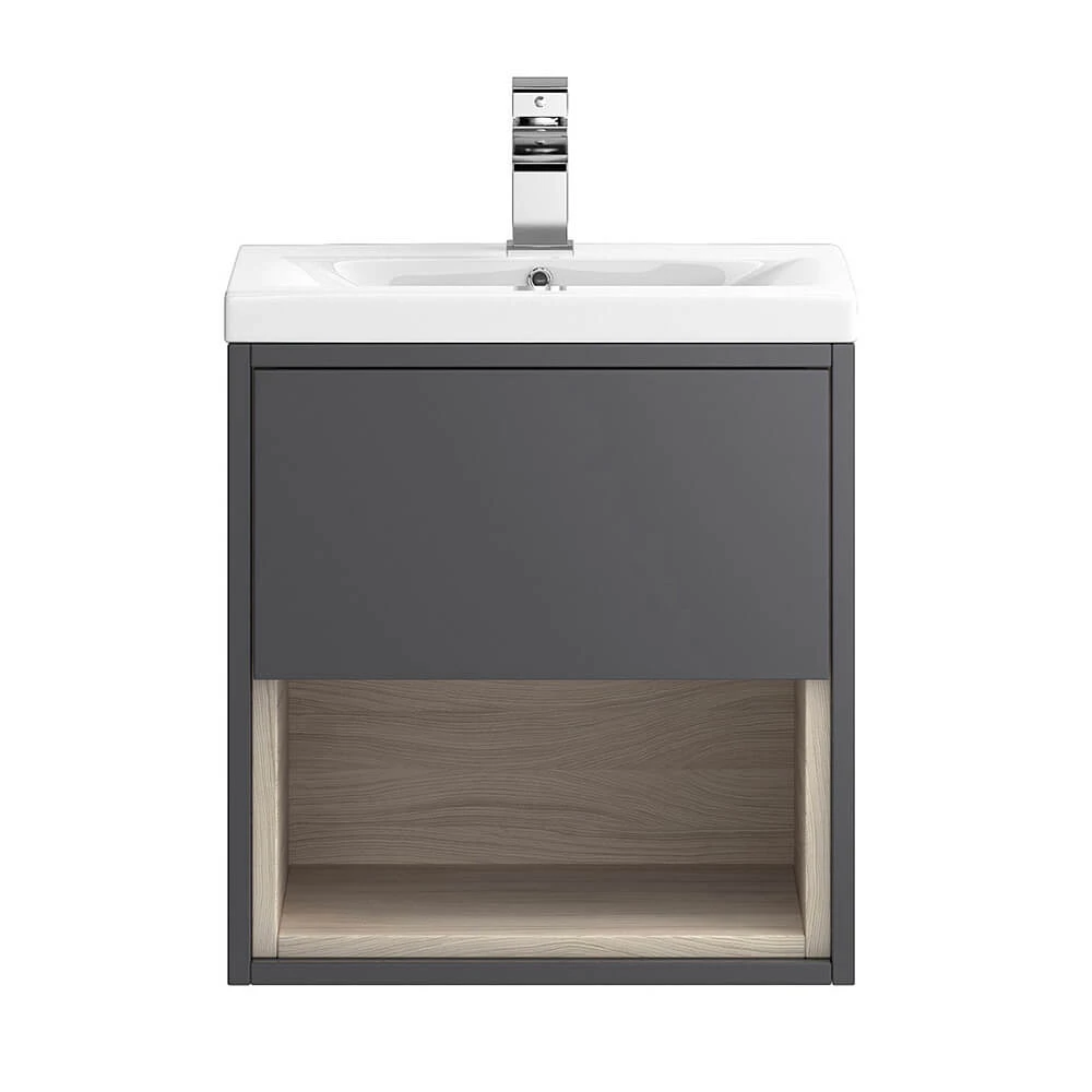 Hudson Reed Coast 500mm Wall Hung Vanity Unit And Basin - Grey Gloss 1 Hudson Reed Coast 500mm Wall Hung Vanity Unit And Basin - Grey Gloss
