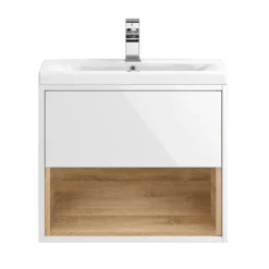 Hudson Reed Coast 600mm Wall Hung Vanity Unit And Basin - White Gloss