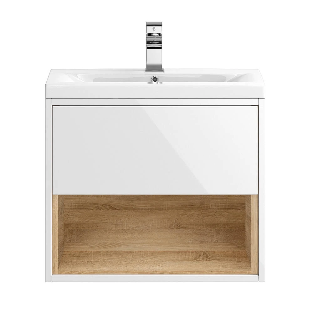 Hudson Reed Coast 600mm Wall Hung Vanity Unit And Basin - White Gloss 1 Hudson Reed Coast 600mm Wall Hung Vanity Unit And Basin - White Gloss