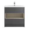 Hudson Reed Coast 800mm Floor Standing Vanity Unit And Basin - Grey Gloss