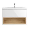 Hudson Reed Coast 800mm Wall Hung Vanity Unit And Basin - White Gloss