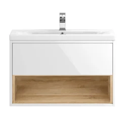 Hudson Reed Coast 800mm Wall Hung Vanity Unit And Basin - White Gloss