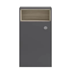 Hudson Reed Coast 600mm Back To Wall Toilet Unit With Open Shelf - Grey Gloss