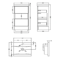Hudson Reed Coast 500mm Floor Standing Vanity Unit And Basin - White Gloss & Driftwood -Vado Shop hudson reed coast floorstanding 500mm unit tech