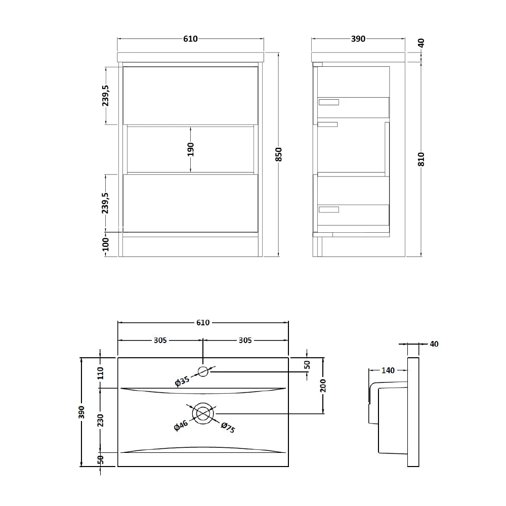 Hudson Reed Coast 600mm Floor Standing Vanity Unit And Basin - White Gloss & Driftwood 3 Hudson Reed Coast 600mm Floor Standing Vanity Unit And Basin - White Gloss & Driftwood - Image 3