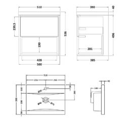 Hudson Reed Coast 500mm Wall Hung Vanity Unit And Basin - White Gloss -Vado Shop hudson reed coast wall mounted 500mm unit tech