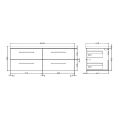 Hudson Reed Quartet 1440mm Wall Mounted Double Basin Vanity Unit - Gloss White -Vado Shop hudson reed quartet 1440mm wall basin unit tech 1