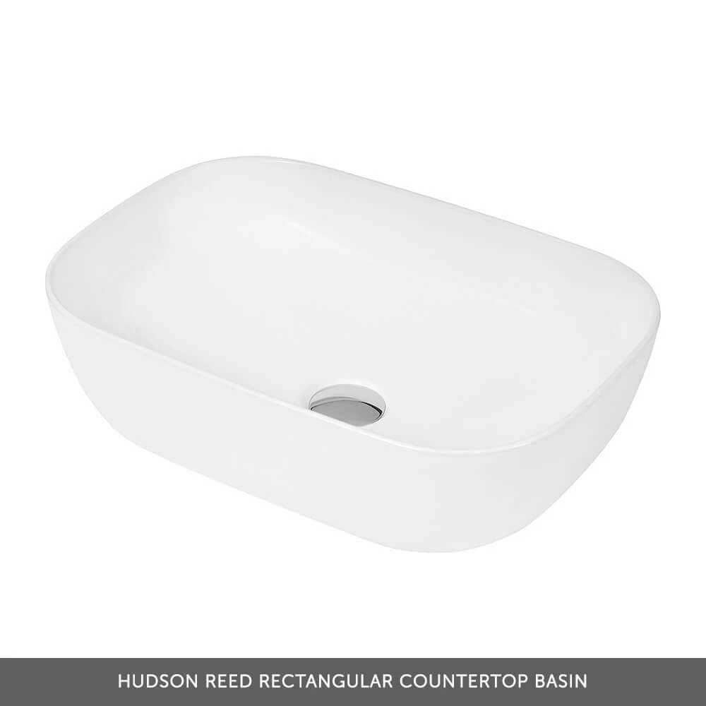 Emily 600mm Wall Mounted 1 Drawer Unit And Countertop - Gloss White - Hudson Reed Rectangular Countertop Basin 10 Emily 600mm Wall Mounted 1 Drawer Unit And Countertop - Gloss White - Hudson Reed Rectangular Countertop Basin - Image 10