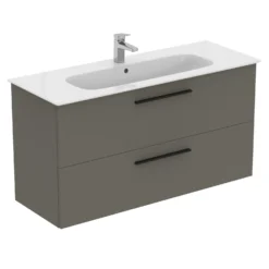 Ideal Standard I.life A 1240mm Wall Mounted 2 Drawer Vanity Unit & Basin - Matt White With Brushed Chrome Handles 17 Ideal Standard I.life A 1240mm Wall Mounted 2 Drawer Vanity Unit & Basin - Matt White With Brushed Chrome Handles -Vado Shop i.life a 1240 wall 2 drawer vanity unit quartz black cutout