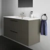 Ideal Standard I.life A 1240mm Wall Mounted 2 Drawer Vanity Unit & Basin - Matt White With Brushed Chrome Handles