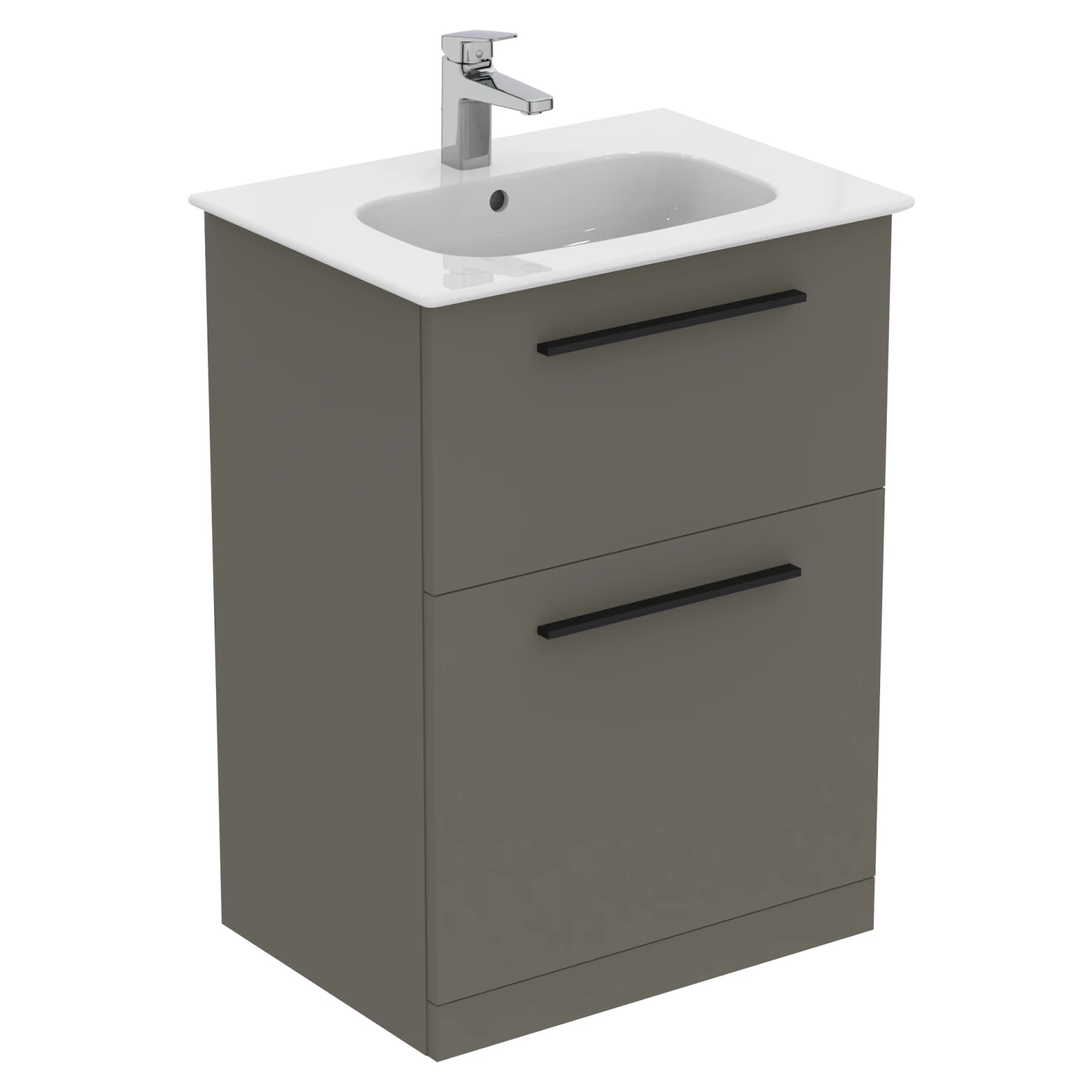 Ideal Standard I.life A 640mm Floorstanding 2 Drawer Vanity Unit & Basin - Matt White With Brushed Chrome Handles 6 Ideal Standard I.life A 640mm Floorstanding 2 Drawer Vanity Unit & Basin - Matt White With Brushed Chrome Handles - Image 6
