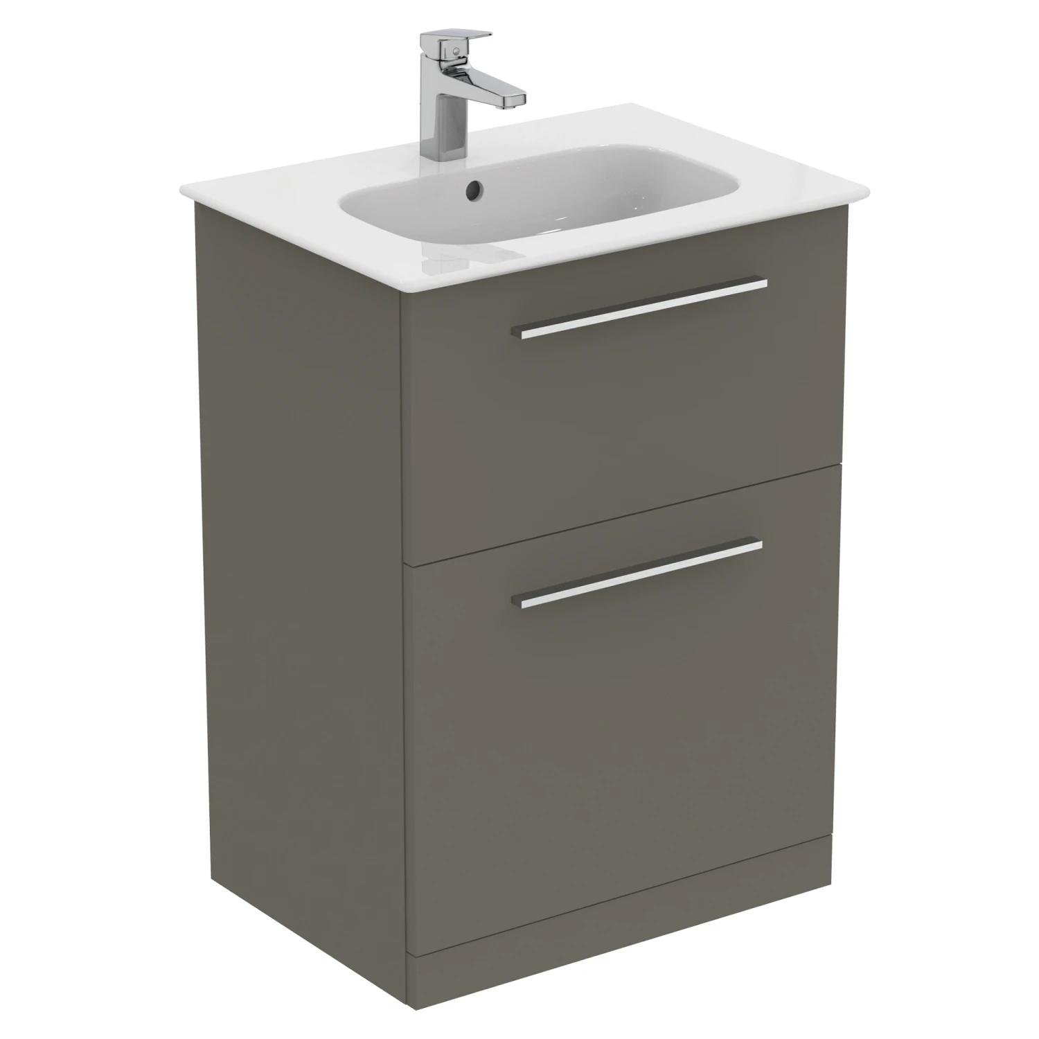 Ideal Standard I.life A 640mm Floorstanding 2 Drawer Vanity Unit & Basin - Matt White With Brushed Chrome Handles 8 Ideal Standard I.life A 640mm Floorstanding 2 Drawer Vanity Unit & Basin - Matt White With Brushed Chrome Handles - Image 8