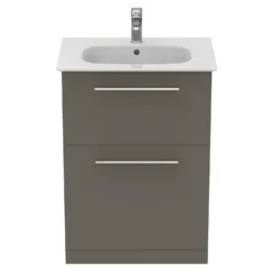 Ideal Standard I.life A 640mm Floorstanding 2 Drawer Vanity Unit & Basin - Matt White With Brushed Chrome Handles 20 Ideal Standard I.life A 640mm Floorstanding 2 Drawer Vanity Unit & Basin - Matt White With Brushed Chrome Handles -Vado Shop i.life a 640 floor 2 drawer vanity unit quartz chrome front