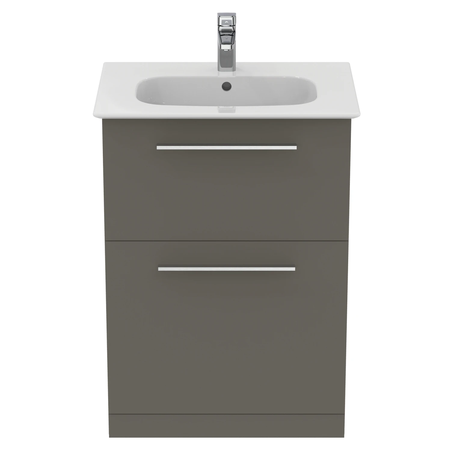 Ideal Standard I.life A 640mm Floorstanding 2 Drawer Vanity Unit & Basin - Matt White With Brushed Chrome Handles 9 Ideal Standard I.life A 640mm Floorstanding 2 Drawer Vanity Unit & Basin - Matt White With Brushed Chrome Handles - Image 9